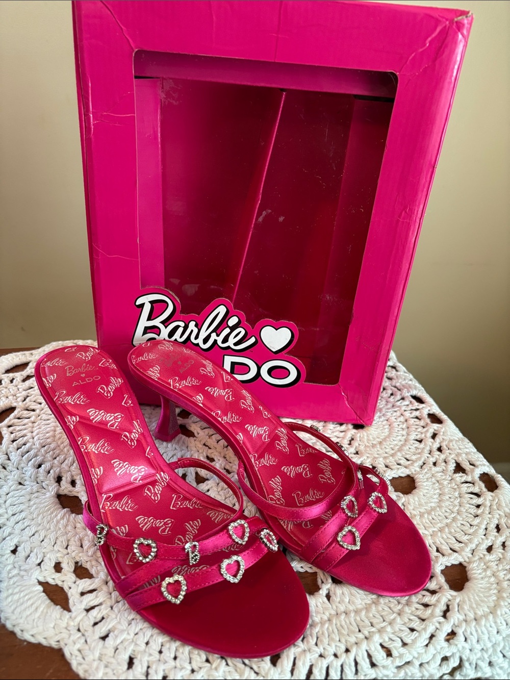 ALDO Barbie Hot Pink Embellished BarbieMULE Strappy Heels Size 9